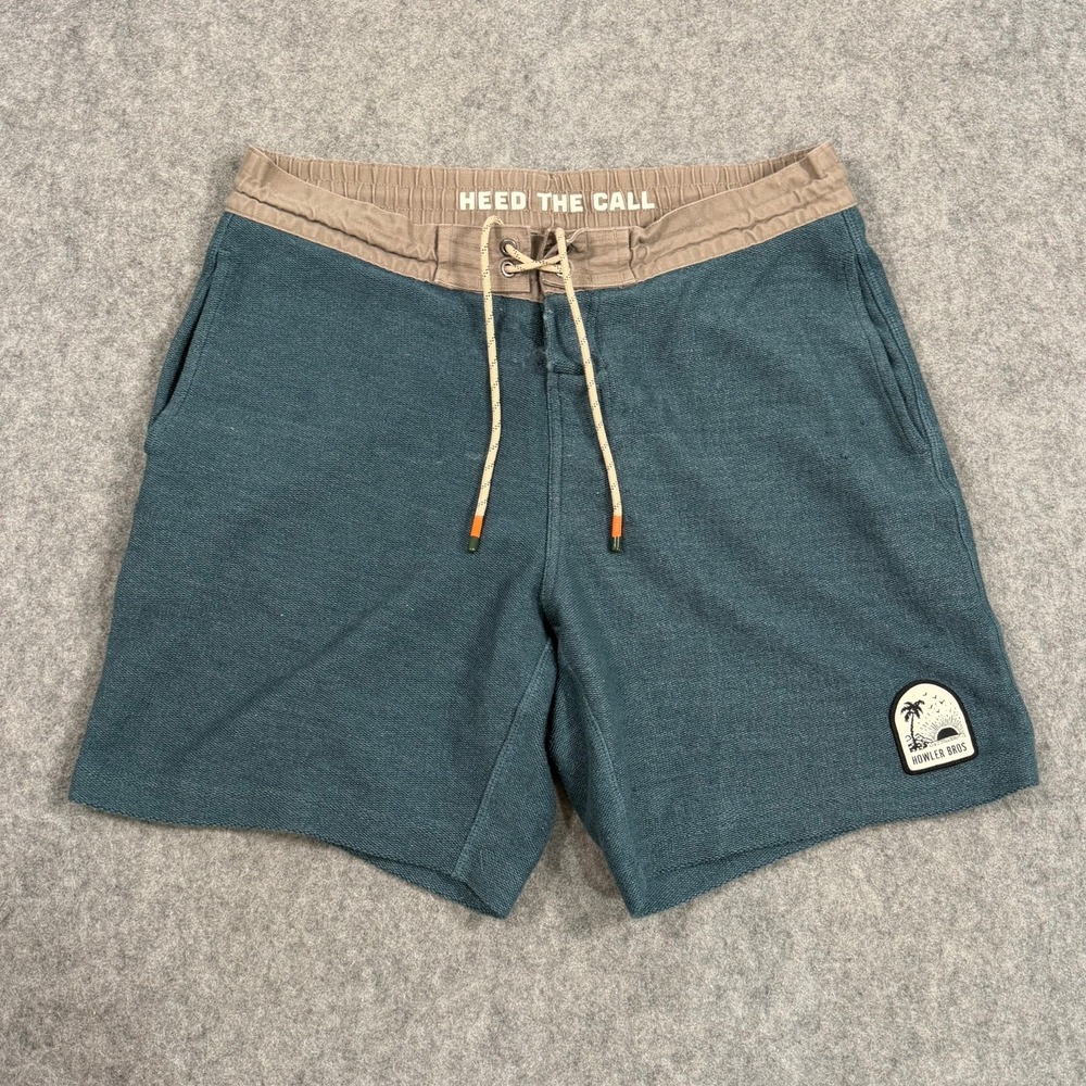 Howler Brothers Teal Shorts with Tan Waistband